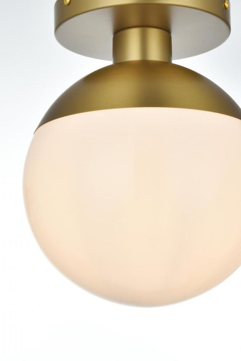 Elegant Lighting Eclipse 8 inch Flush Mount Frosted White Shade in Satin Gold in Satin Gold and Frosted White Finish Model: LD6050SG