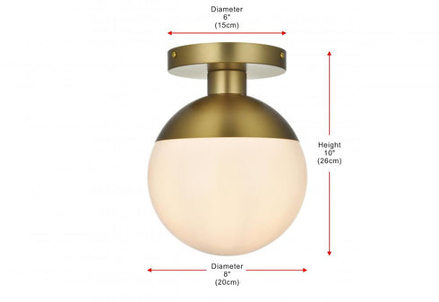 Elegant Lighting Eclipse 8 inch Flush Mount Frosted White Shade in Satin Gold in Satin Gold and Frosted White Finish Model: LD6050SG