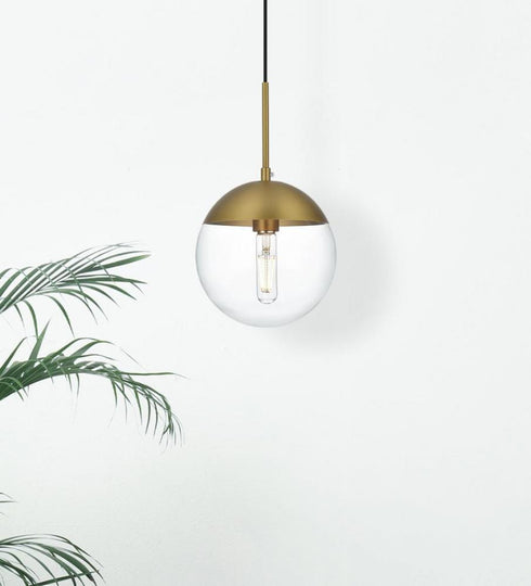 Elegant Lighting Eclipse 8 inch Pendant Clear Shade in Chrome in Satin Gold and Clear Finish Model: LD6027SG