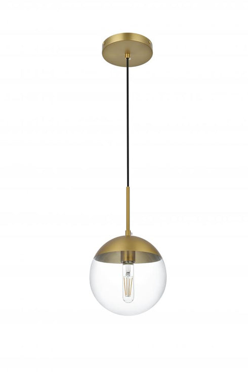 Elegant Lighting Eclipse 8 inch Pendant Clear Shade in Chrome in Satin Gold and Clear Finish Model: LD6027SG