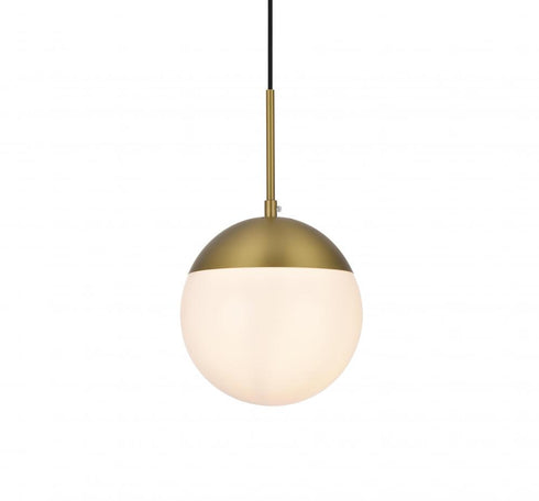 Elegant Lighting Eclipse 8 inch Pendant Frosted White Shade in Satin Gold in Satin Gold and Frosted White Finish Model: LD6026SG