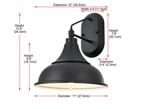 Elegant Lighting Elian 1 Light Wall Sconce W11 Inch xH13.5 Inch xE12 Inch in Black Model: OD804W14BK