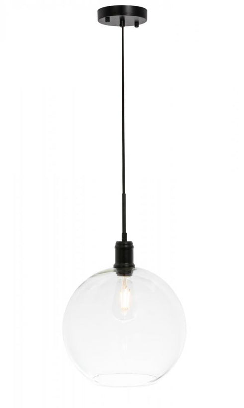 Elegant Lighting Emett 1 light in Black and Clear glass pendant Model: LD6204BK