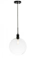 Elegant Lighting Emett 1 light in Black and Clear glass pendant Model: LD6204BK