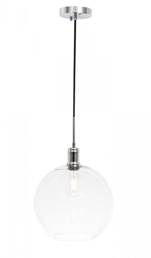 Elegant Lighting Emett 1 light in Black and Clear glass pendant Model: LD6204BK