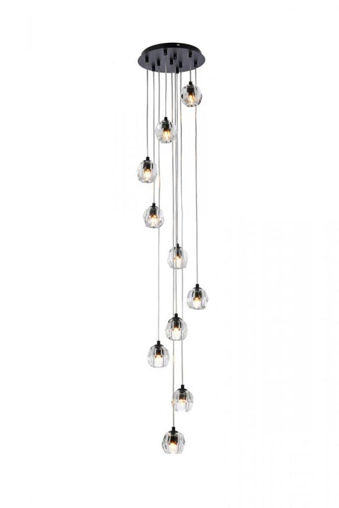 Elegant Lighting Eren 10 lights black pendant Model: 3505G11BK