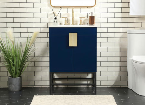 Elegant Lighting Eugene 24 Inch Single Bathroom Vanity in Blue Model: VF48824MBL