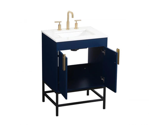 Elegant Lighting Eugene 24 Inch Single Bathroom Vanity in Blue Model: VF48824MBL