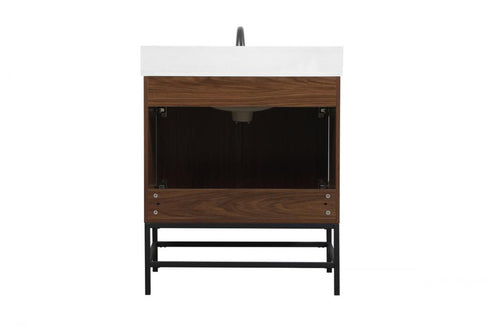 Elegant Lighting Eugene 30 Inch Single Bathroom Vanity in Walnut with Backsplash Model: VF48830MWT-BS