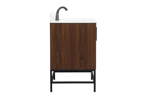 Elegant Lighting Eugene 32 Inch Single Bathroom Vanity in Walnut with Backsplash Model: VF48832MWT-BS