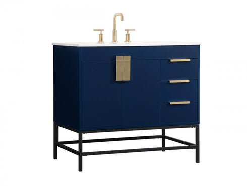 Elegant Lighting Eugene 36 Inch Single Bathroom Vanity in Blue Model: VF48836MBL