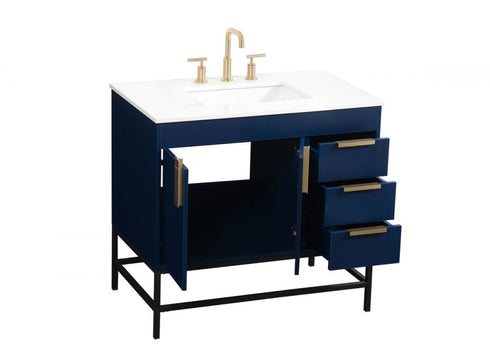 Elegant Lighting Eugene 36 Inch Single Bathroom Vanity in Blue Model: VF48836MBL