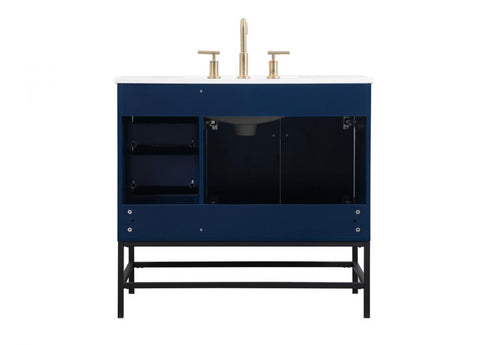 Elegant Lighting Eugene 36 Inch Single Bathroom Vanity in Blue Model: VF48836MBL