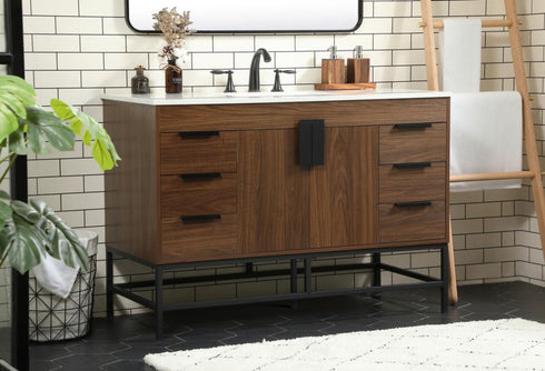 Elegant Lighting Eugene 48 Inch Single Bathroom Vanity in Walnut Model: VF488W48MWT