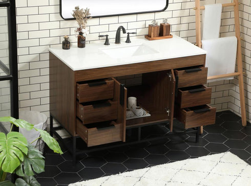 Elegant Lighting Eugene 48 Inch Single Bathroom Vanity in Walnut Model: VF488W48MWT