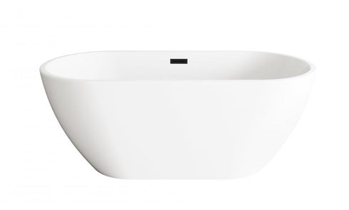 Elegant Lighting Fairview 59 inch Bathtub in Glossy White with Brushed Gold Trim Model: BT30359GW-BGD