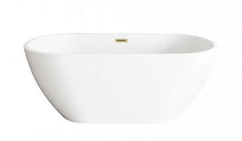 Elegant Lighting Fairview 59 inch Bathtub in Glossy White with Brushed Gold Trim Model: BT30359GW-BGD