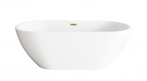 Elegant Lighting Fairview 67 inch Bathtub in Glossy White with Brushed Gold Trim Model: BT30367GW-BGD