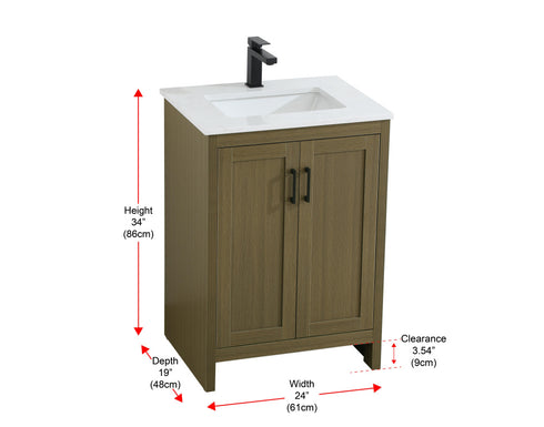 Elegant Lighting Finnley Vanity Cabinet 2Dr W24 Inch xD19 Inch xH34 Inch in Chestnut Brown Model: VF25124MCB
