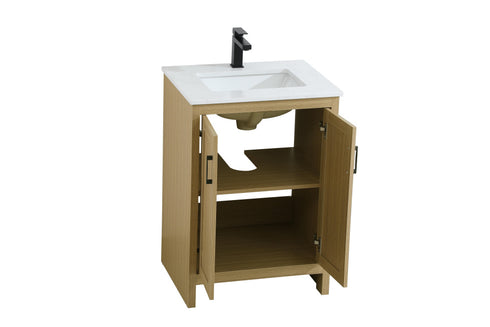 Elegant Lighting Finnley Vanity Cabinet 2Dr W24 Inch xD19 Inch xH34 Inch in Honey Brown Model: VF25124MHB