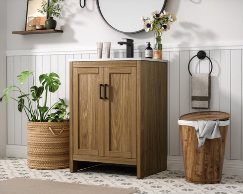 Elegant Lighting Finnley Vanity Cabinet 2Dr W24 Inch xD19 Inch xH34 Inch WB in Walnut Brown Finish Model: VF25124WB