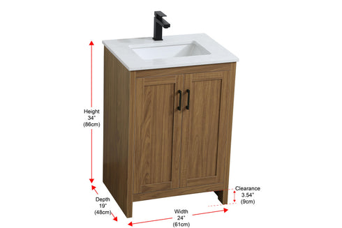 Elegant Lighting Finnley Vanity Cabinet 2Dr W24 Inch xD19 Inch xH34 Inch WB in Walnut Brown Finish Model: VF25124WB