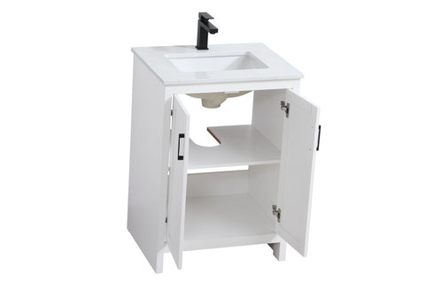 Elegant Lighting Finnley Vanity Cabinet 2Dr W24 Inch xD19 Inch xH34 Inch WH in White Finish Model: VF25124MWH
