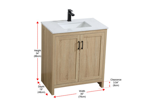 Elegant Lighting Finnley Vanity Cabinet 2Dr W30 Inch x D19 Inch x H34 Inch MW in Mango Wood Finish Model: VF25130MW