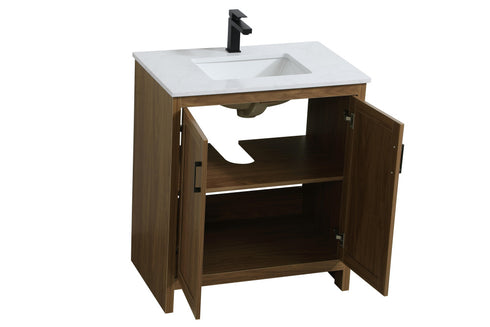 Elegant Lighting Finnley Vanity Cabinet 2Dr W30 Inch x D19 Inch x H34 Inch WB in Walnut Brown Finish Model: VF25130WB