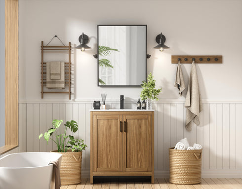 Elegant Lighting Finnley Vanity Cabinet 2Dr W30 Inch x D19 Inch x H34 Inch WB in Walnut Brown Finish Model: VF25130WB