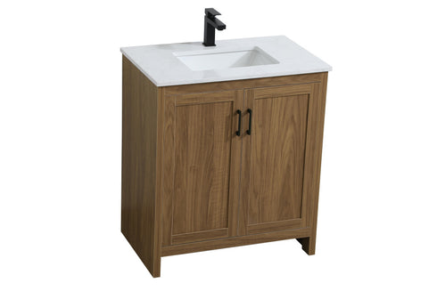 Elegant Lighting Finnley Vanity Cabinet 2Dr W30 Inch x D19 Inch x H34 Inch WB in Walnut Brown Finish Model: VF25130WB