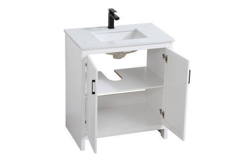 Elegant Lighting Finnley Vanity Cabinet 2Dr W30 Inch x D19 Inch x H34 Inch WH in White Finish Model: VF25130MWH