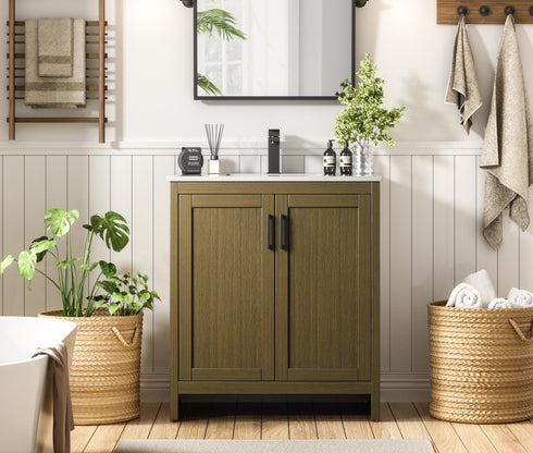 Elegant Lighting Finnley Vanity Cabinet 2Dr W30 Inch xD19 Inch xH34 Inch in Chestnut Brown Model: VF25130MCB