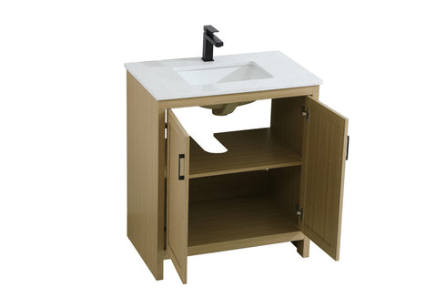Elegant Lighting Finnley Vanity Cabinet 2Dr W30 Inch xD19 Inch xH34 Inch in Honey Brown Model: VF25130MHB