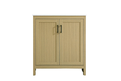 Elegant Lighting Finnley Vanity Cabinet 2Dr W30 Inch xD19 Inch xH34 Inch in Honey Brown Model: VF25130MHB