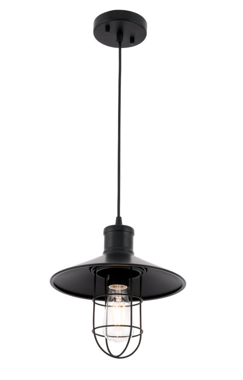 Elegant Lighting Flaneur 1 light in Black Pendant Model: LD7505BK
