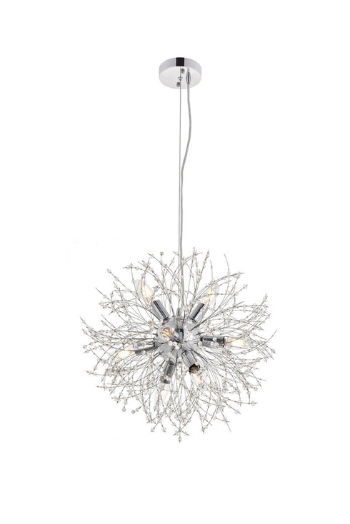 Elegant Lighting Flores 8 light Chrome Pendant in Chrome and Clear Finish Model: LD5052D20C