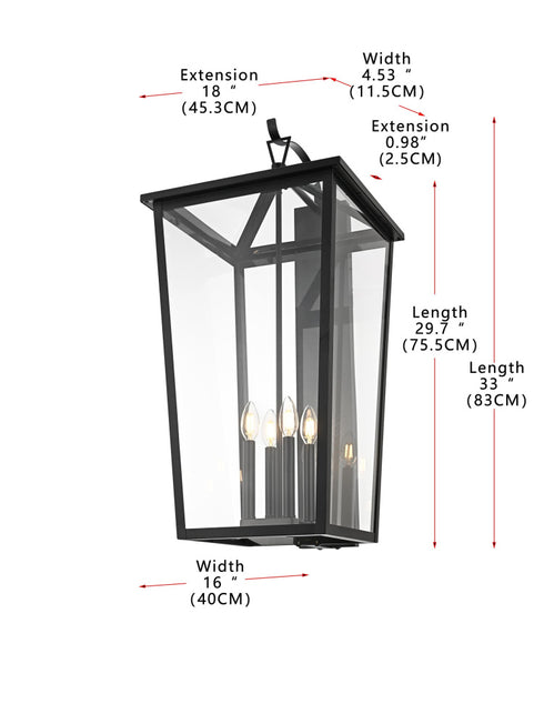 Elegant Lighting Frankford 4 Light Wall sconce W16 Inch E18 Inch H33 Inch L4 in Black Model: OD334W33BK