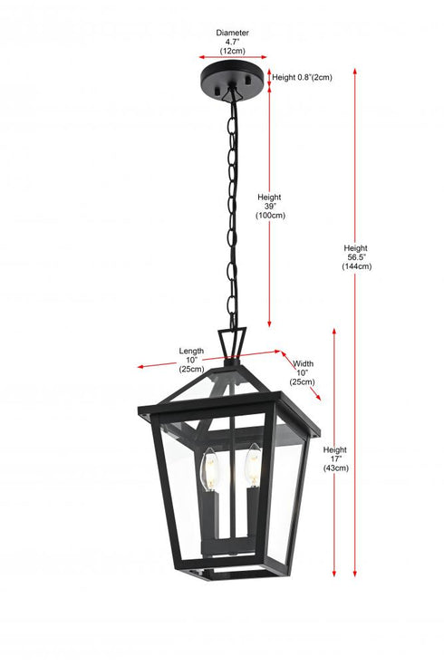 Elegant Lighting Frankford 7 inch Outdoor Pendant in Black Model: OD334H17BK