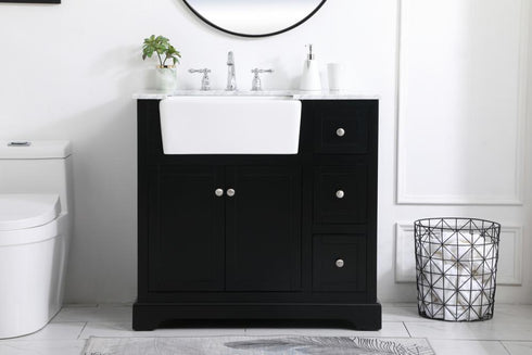 Elegant Lighting Franklin 36 Inch Single Bathroom Vanity in Black Model: VF60236BK