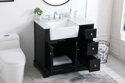 Elegant Lighting Franklin 36 Inch Single Bathroom Vanity in Black Model: VF60236BK