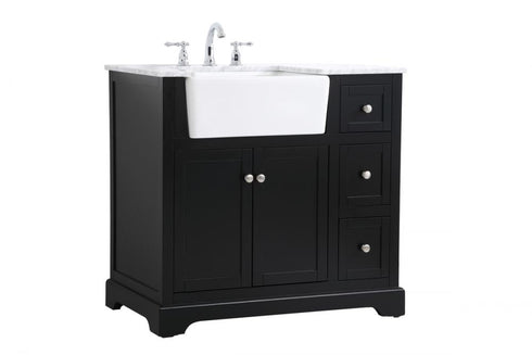 Elegant Lighting Franklin 36 Inch Single Bathroom Vanity in Black Model: VF60236BK
