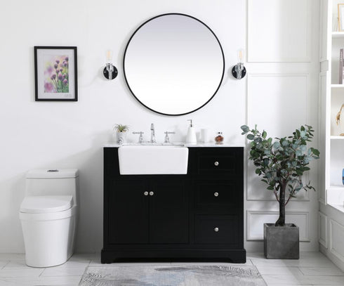 Elegant Lighting Franklin 42 Inch Single Bathroom Vanity in Black Model: VF60242BK