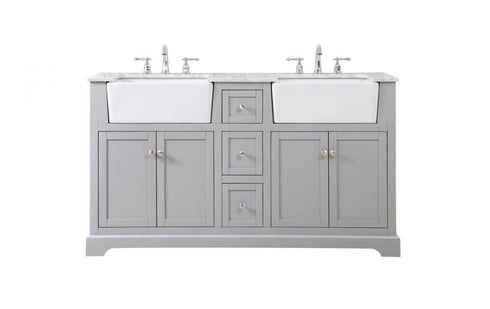 Elegant Lighting Franklin 60 Inch Double Bathroom Vanity in Black Model: VF60260DBK