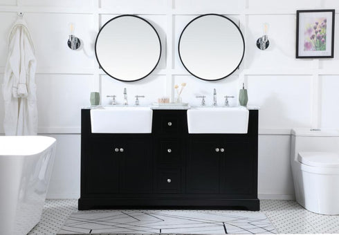 Elegant Lighting Franklin 60 Inch Double Bathroom Vanity in Black Model: VF60260DBK