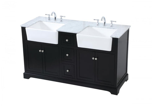 Elegant Lighting Franklin 60 Inch Double Bathroom Vanity in Black Model: VF60260DBK