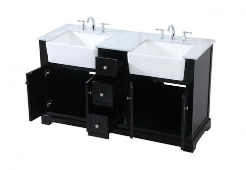 Elegant Lighting Franklin 60 Inch Double Bathroom Vanity in Black Model: VF60260DBK