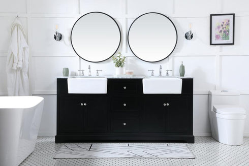 Elegant Lighting Franklin 72 Inch Double Bathroom Vanity in Black Model: VF60272DBK