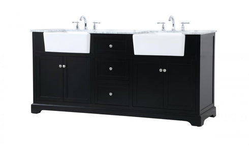 Elegant Lighting Franklin 72 Inch Double Bathroom Vanity in Black Model: VF60272DBK