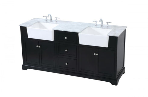 Elegant Lighting Franklin 72 Inch Double Bathroom Vanity in Black Model: VF60272DBK